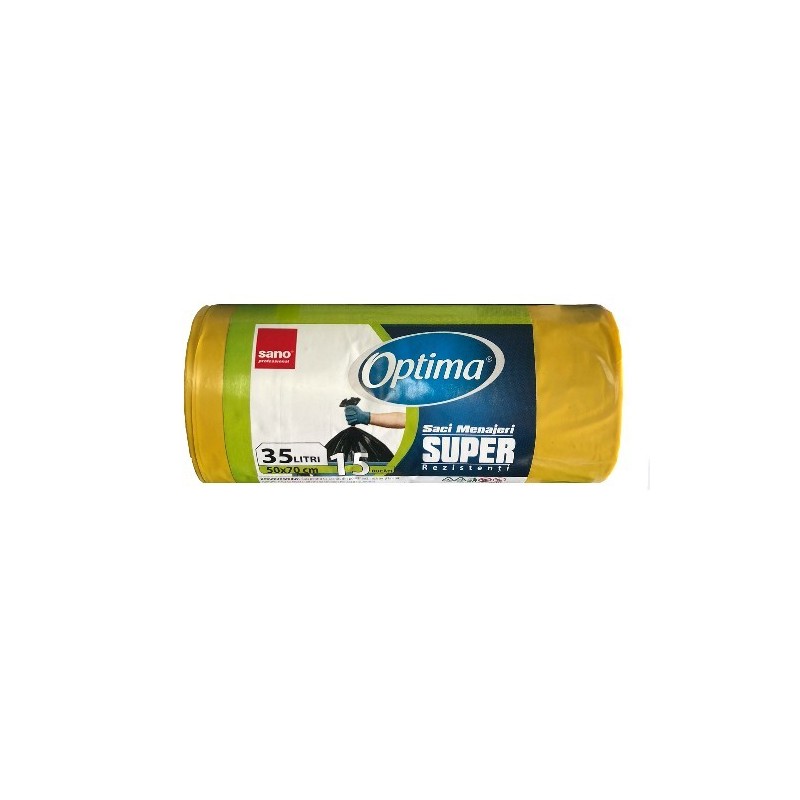 Saci menaj 35L, 15buc/rola, SANO Optima - galbeni