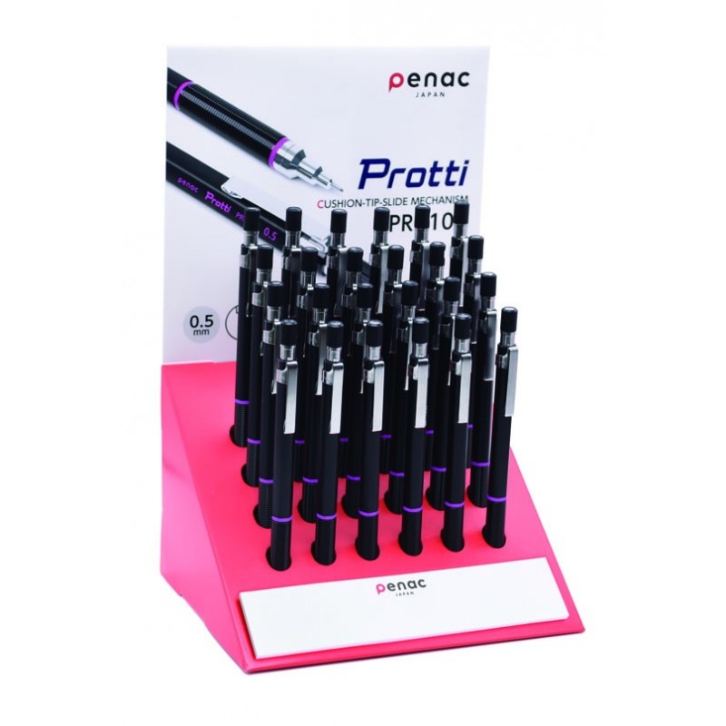 Display creioane mecanice PENAC Protti PRC-105, 0.5mm, 24 buc/display - culoare corp - mov