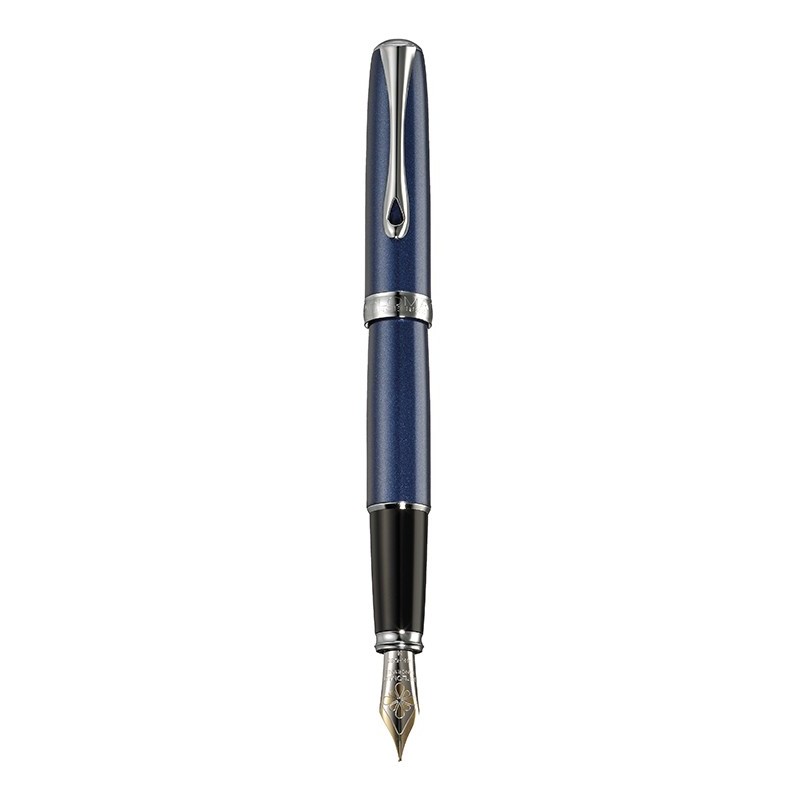 DIPLOMAT Excellence A2 - Midnight Blue Chrome - stilou cu penita M, aurita 14kt.