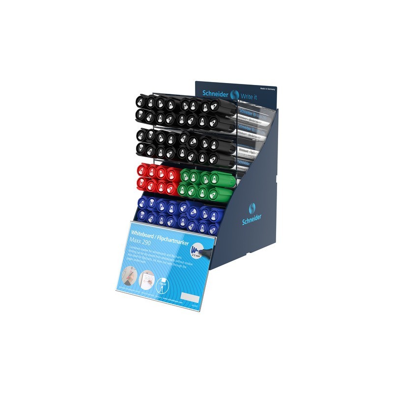 SIS Display SCHNEIDER Maxx 290, 64 markere pentru tabla (32-negre, 16-albastre, 8-rosii, verzi)