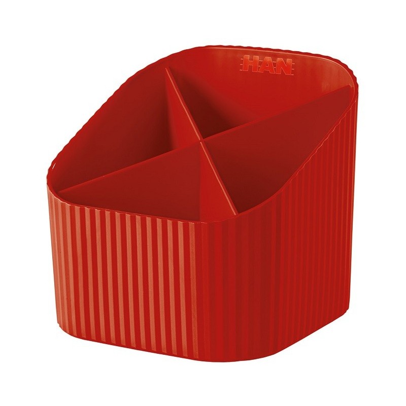 Suport pentru instrumente de scris, 4 compartimente, HAN X-Loop - rosu