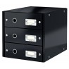 Cabinet cu sertare Leitz WOW Click & Store, 3 sertare, carton laminat, A4, negru