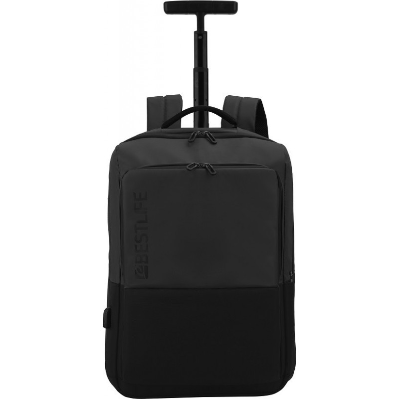 Rucsac troller BESTLIFE Neoton - negru - laptop 16 inch, charge pentru USB si TypeC conectori