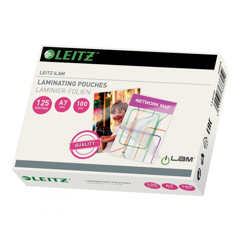 Folie laminare LEITZ, la cald, A7, 125 mic, 100 buc/set