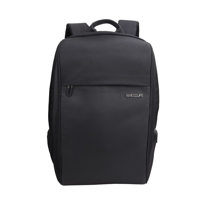 Rucsac BESTLIFE Travel Safe - negru matlasat - laptop 16 inch, charge pentru USB si TypeC conectori